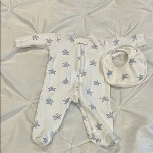 Cozy White and Blue Star Footie for Kids